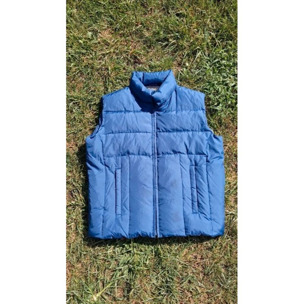 Vintage 90s Down Puffer Vest - Quilted Navy Winter Layer size Medium